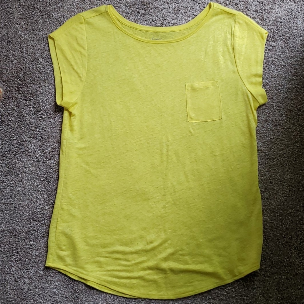 Loft linen pocket tee size small yellow nwot